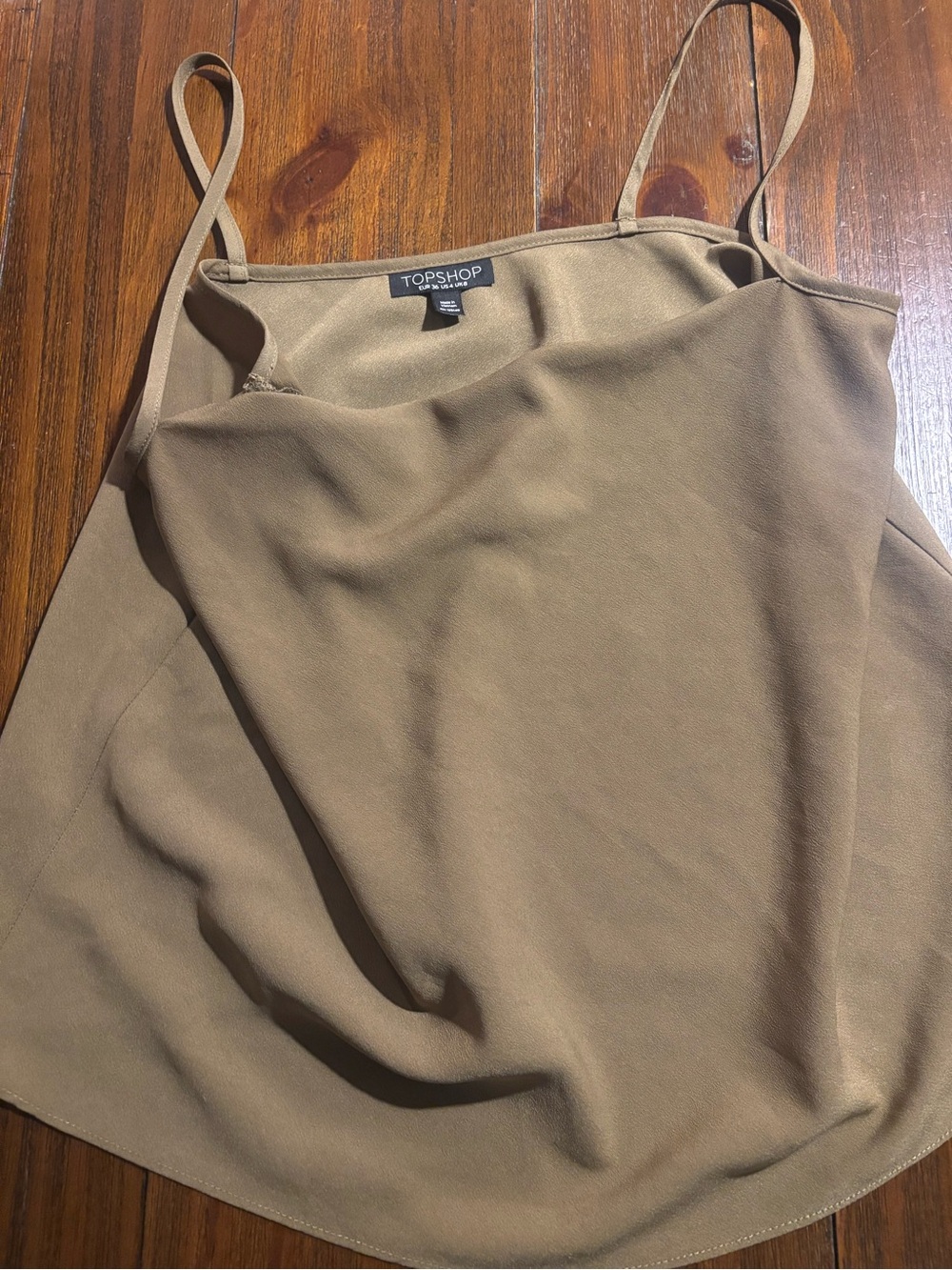 Topshop Tan Satin Spaghetti Strap Top